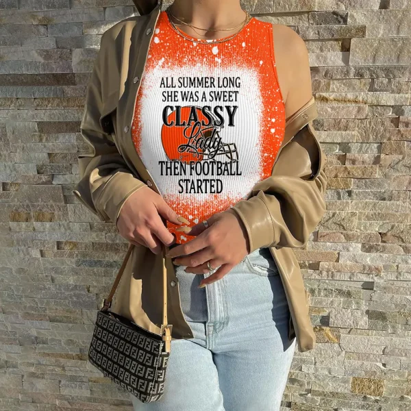 Cleveland Browns Women Sexy Ribbed Sleeveless Halter Neck Bodysuits SPTWSRSHNB008 - Image 2