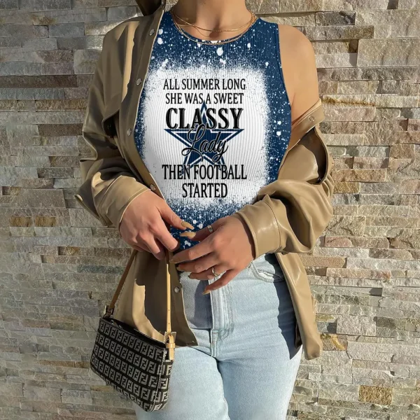 Dallas Cowboys Women Sexy Ribbed Sleeveless Halter Neck Bodysuits SPTWSRSHNB009 - Image 2