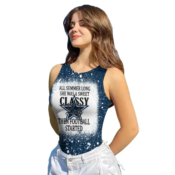 Dallas Cowboys Women Sexy Ribbed Sleeveless Halter Neck Bodysuits SPTWSRSHNB009