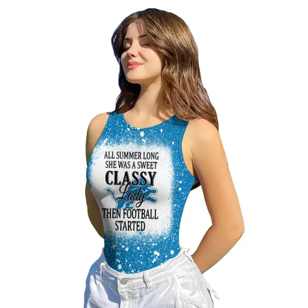 Detroit Lions Women Sexy Ribbed Sleeveless Halter Neck Bodysuits SPTWSRSHNB011