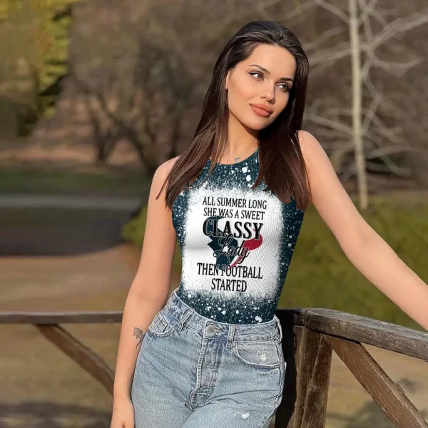 Houston Texans Women Sexy Ribbed Sleeveless Halter Neck Bodysuits SPTWSRSHNB013 - Image 4