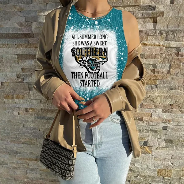 Jacksonville Jaguars Women Sexy Ribbed Sleeveless Halter Neck Bodysuits SPTWSRSHNB015 - Image 2