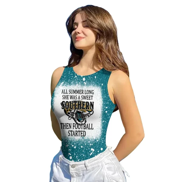 Jacksonville Jaguars Women Sexy Ribbed Sleeveless Halter Neck Bodysuits SPTWSRSHNB015