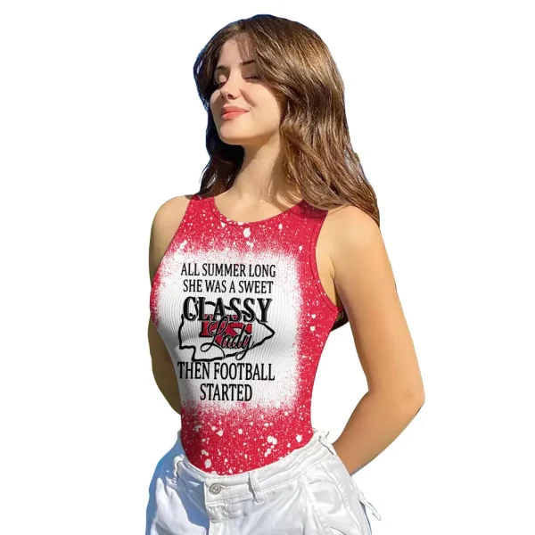 Kansas City Chiefs Women Sexy Ribbed Sleeveless Halter Neck Bodysuits SPTWSRSHNB016