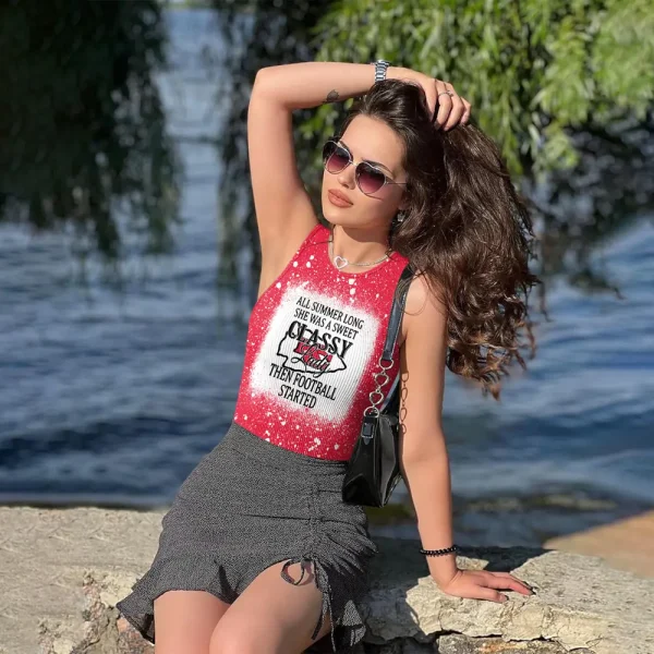 Kansas City Chiefs Women Sexy Ribbed Sleeveless Halter Neck Bodysuits SPTWSRSHNB016 - Image 5