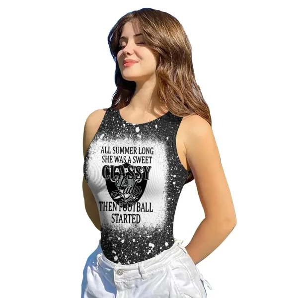 Las Vegas Raiders Women Sexy Ribbed Sleeveless Halter Neck Bodysuits SPTWSRSHNB017