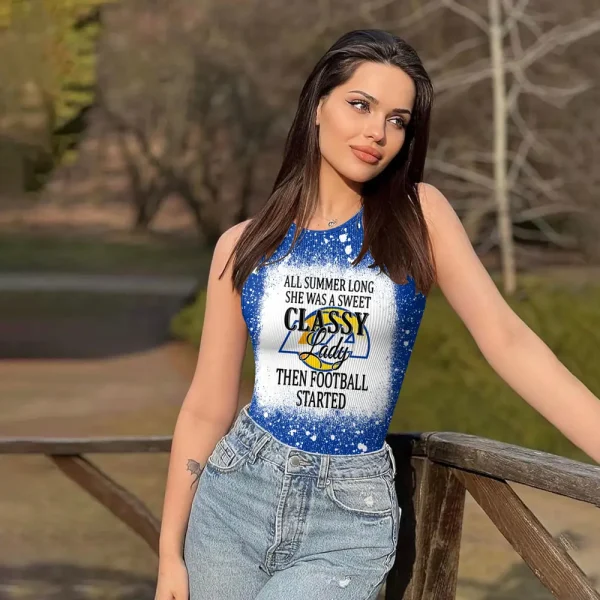 Los Angeles Rams Women Sexy Ribbed Sleeveless Halter Neck Bodysuits SPTWSRSHNB019 - Image 4