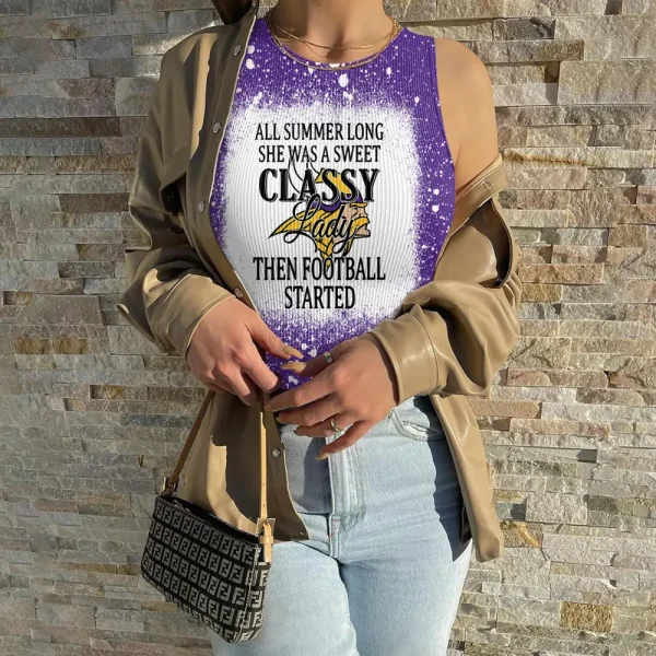 Minnesota Vikings Women Sexy Ribbed Sleeveless Halter Neck Bodysuits SPTWSRSHNB021 - Image 2