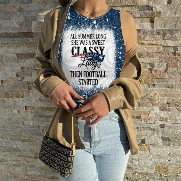 New England Patriots Women Sexy Ribbed Sleeveless Halter Neck Bodysuits SPTWSRSHNB022 - Image 2
