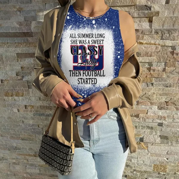 New York Giants Women Sexy Ribbed Sleeveless Halter Neck Bodysuits SPTWSRSHNB024 - Image 2