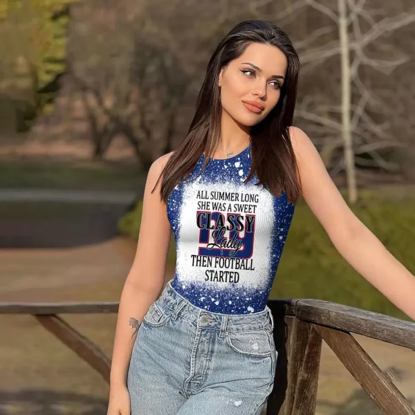 New York Giants Women Sexy Ribbed Sleeveless Halter Neck Bodysuits SPTWSRSHNB024 - Image 4