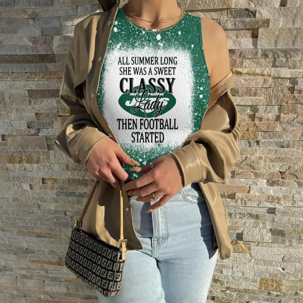 New York Jets Women Sexy Ribbed Sleeveless Halter Neck Bodysuits SPTWSRSHNB025 - Image 2