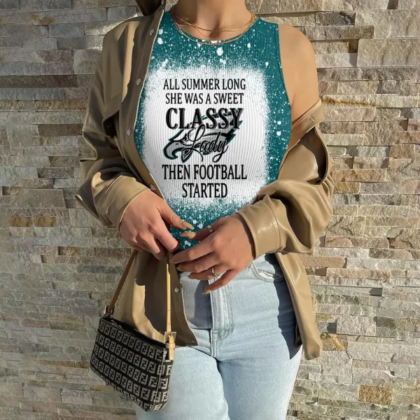 Philadelphia Eagles Women Sexy Ribbed Sleeveless Halter Neck Bodysuits SPTWSRSHNB026 - Image 2
