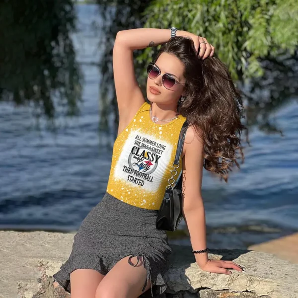 Pittsburgh Steelers Women Sexy Ribbed Sleeveless Halter Neck Bodysuits SPTWSRSHNB027 - Image 4