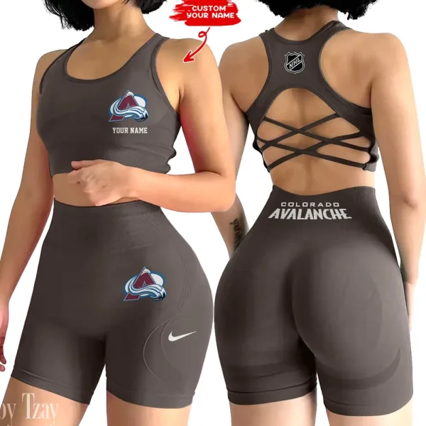 Colorado Avalanche NHL 2-PCS Women's Seamless Yoga Set Sexy Sport Bra High Waist Sports Shorts 2025 SPT2PWSYS101 - Image 2