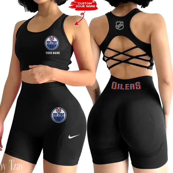 Edmonton Oilers NHL 2-PCS Women's Seamless Yoga Set Sexy Sport Bra High Waist Sports Shorts 2025 SPT2PWSYS105