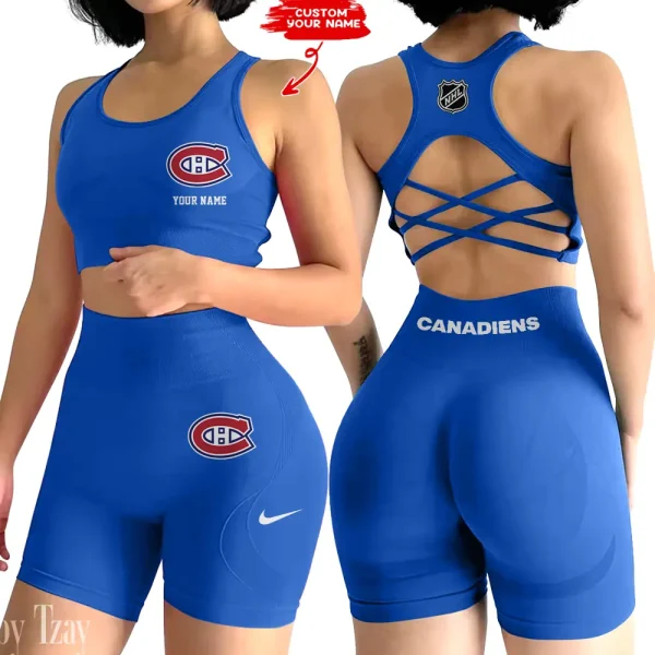 Montréal Canadiens NHL 2-PCS Women's Seamless Yoga Set Sexy Sport Bra High Waist Sports Shorts 2025 SPT2PWSYS109 - Image 5