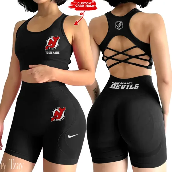 New Jersey Devils NHL 2-PCS Women's Seamless Yoga Set Sexy Sport Bra High Waist Sports Shorts 2025 SPT2PWSYS111
