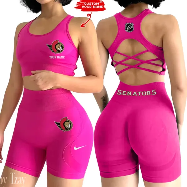 Ottawa Senators NHL 2-PCS Women's Seamless Yoga Set Sexy Sport Bra High Waist Sports Shorts 2025 SPT2PWSYS114 - Image 2