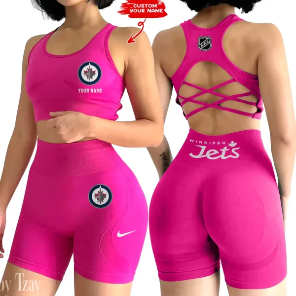 Winnipeg Jets NHL 2-PCS Women's Seamless Yoga Set Sexy Sport Bra High Waist Sports Shorts 2025 SPT2PWSYS119 - Image 5