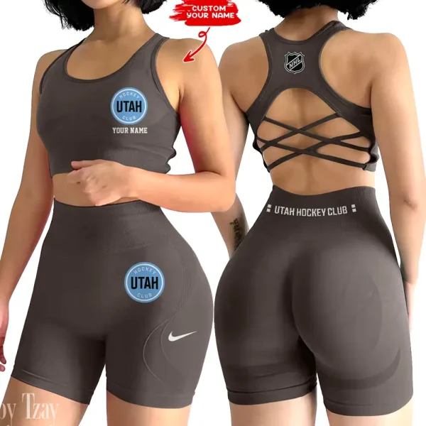 Utah Hockey Club NHL 2-PCS Women's Seamless Yoga Set Sexy Sport Bra High Waist Sports Shorts 2025 SPT2PWSYS123 - Image 2