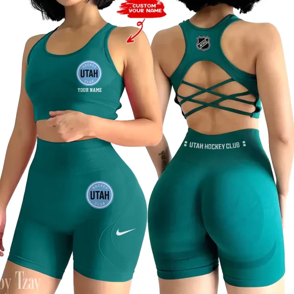 Utah Hockey Club NHL 2-PCS Women's Seamless Yoga Set Sexy Sport Bra High Waist Sports Shorts 2025 SPT2PWSYS123 - Image 3