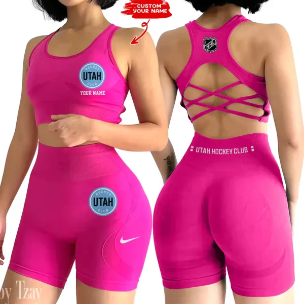 Utah Hockey Club NHL 2-PCS Women's Seamless Yoga Set Sexy Sport Bra High Waist Sports Shorts 2025 SPT2PWSYS123 - Image 6