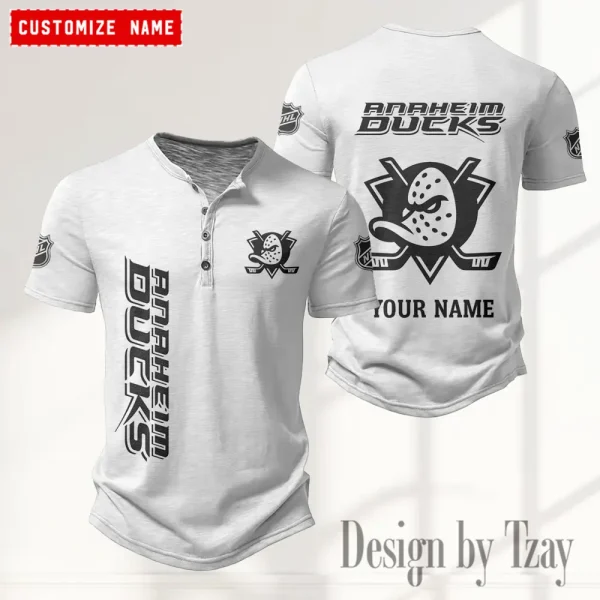 Anaheim Ducks NHL Men's Button Henley Collar T-Shirt New Fashion 2025 SPTMBHCTS097 - Image 2