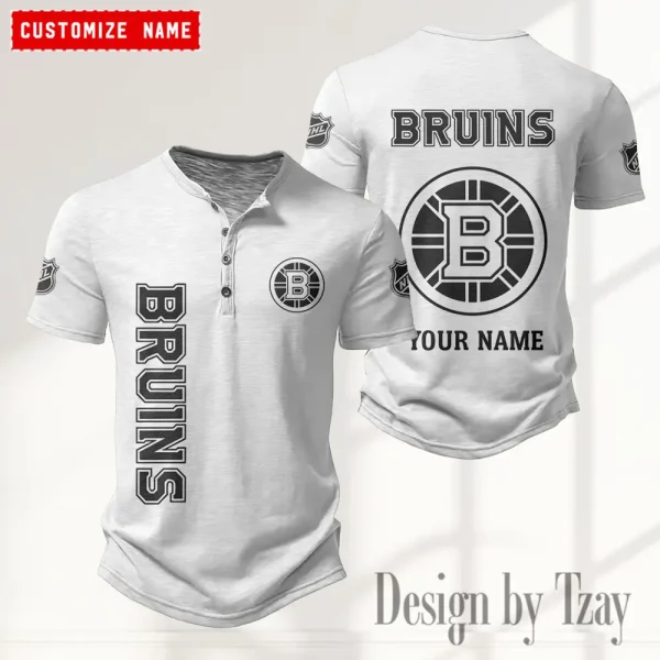Boston Bruins NHL Men's Button Henley Collar T-Shirt New Fashion 2025 SPTMBHCTS098 - Image 4