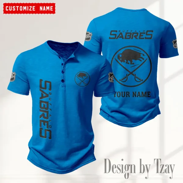 Buffalo Sabres NHL Men's Button Henley Collar T-Shirt New Fashion 2025 SPTMBHCTS099 - Image 3
