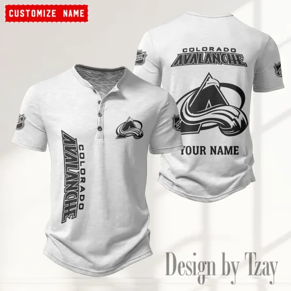 Colorado Avalanche NHL Men's Button Henley Collar T-Shirt New Fashion 2025 SPTMBHCTS103 - Image 2