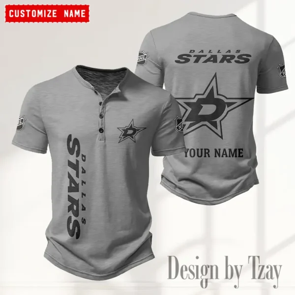 Dallas Stars NHL Men's Button Henley Collar T-Shirt New Fashion 2025 SPTMBHCTS105 - Image 3
