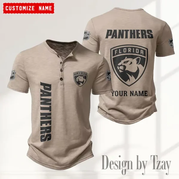 Florida Panthers NHL Men's Button Henley Collar T-Shirt New Fashion 2025 SPTMBHCTS108 - Image 2