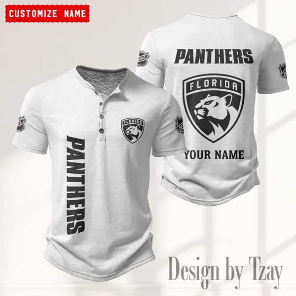 Florida Panthers NHL Men's Button Henley Collar T-Shirt New Fashion 2025 SPTMBHCTS108 - Image 3