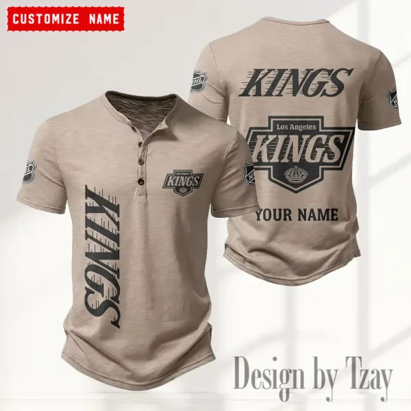 Los Angeles Kings NHL Men's Button Henley Collar T-Shirt New Fashion 2025 SPTMBHCTS109