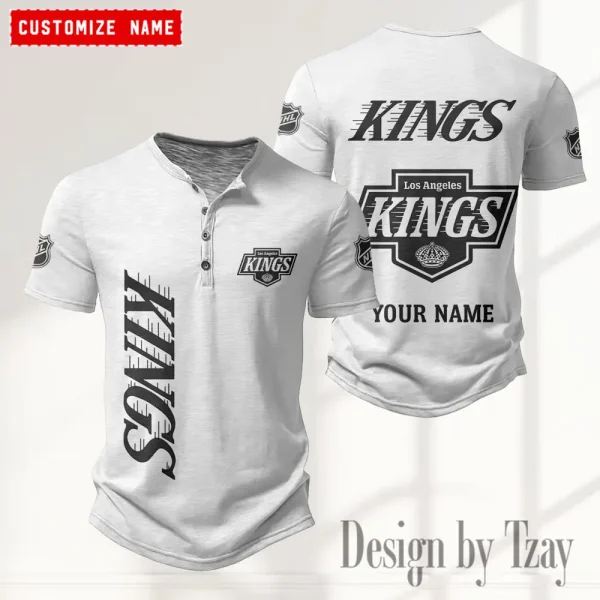 Los Angeles Kings NHL Men's Button Henley Collar T-Shirt New Fashion 2025 SPTMBHCTS109 - Image 4