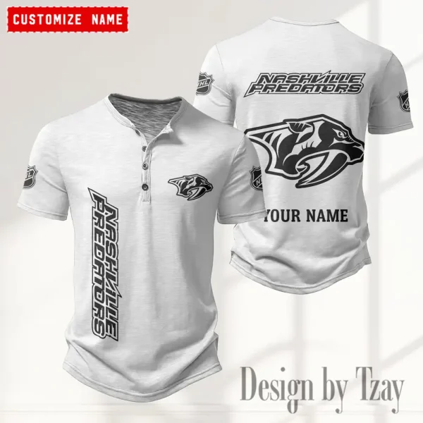 Nashville Predators NHL Men's Button Henley Collar T-Shirt New Fashion 2025 SPTMBHCTS112 - Image 2