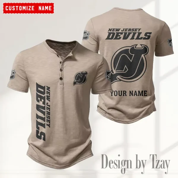 New Jersey Devils NHL Men's Button Henley Collar T-Shirt New Fashion 2025 SPTMBHCTS113 - Image 4