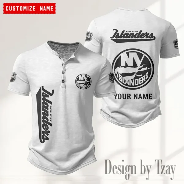 New York Islanders NHL Men's Button Henley Collar T-Shirt New Fashion 2025 SPTMBHCTS114 - Image 4