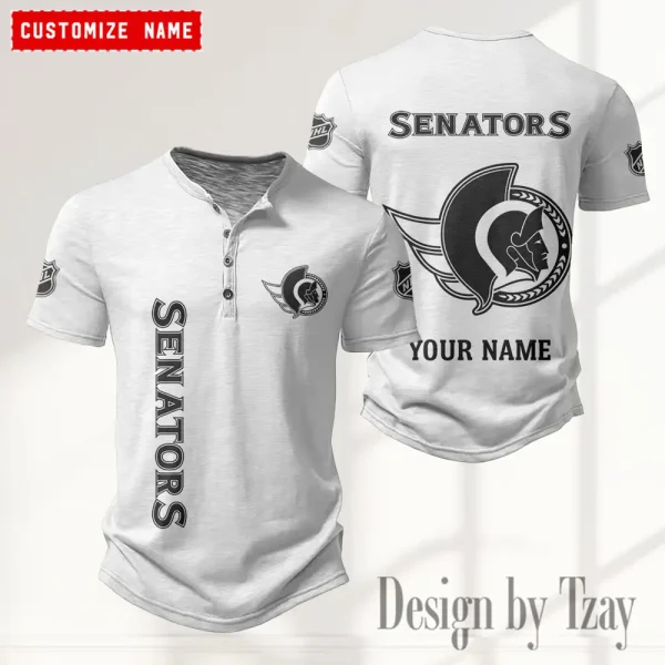 Ottawa Senators NHL Men's Button Henley Collar T-Shirt New Fashion 2025 SPTMBHCTS116 - Image 2