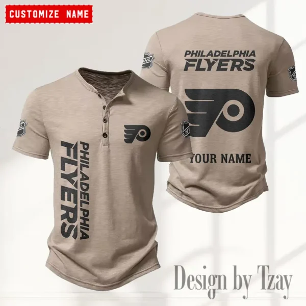 Philadelphia Flyers NHL Men's Button Henley Collar T-Shirt New Fashion 2025 SPTMBHCTS117 - Image 4