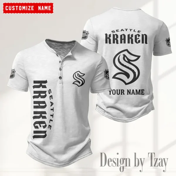 Seattle Kraken NHL Men's Button Henley Collar T-Shirt New Fashion 2025 SPTMBHCTS120 - Image 3