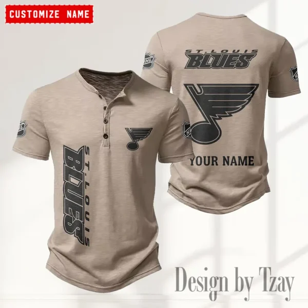 St Louis Blues NHL Men's Button Henley Collar T-Shirt New Fashion 2025 SPTMBHCTS121