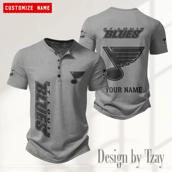 St Louis Blues NHL Men's Button Henley Collar T-Shirt New Fashion 2025 SPTMBHCTS121 - Image 3