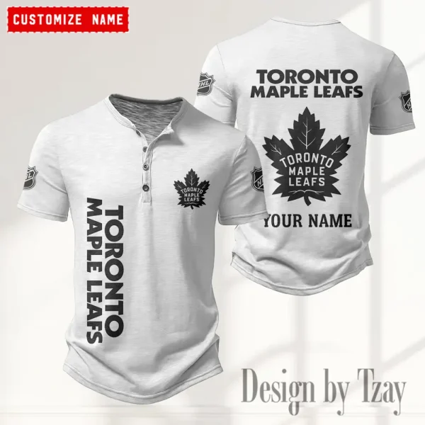 Toronto Maple Leafs NHL Men's Button Henley Collar T-Shirt New Fashion 2025 SPTMBHCTS123