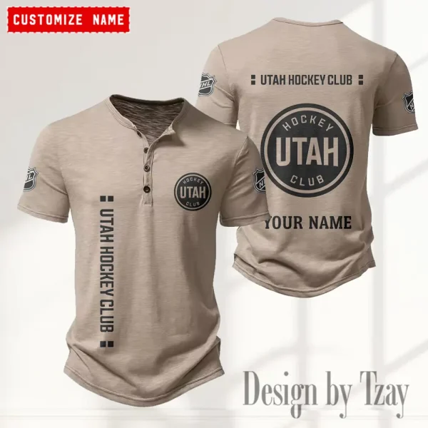 Utah Hockey Club NHL Men's Button Henley Collar T-Shirt New Fashion 2025 SPTMBHCTS124 - Image 2
