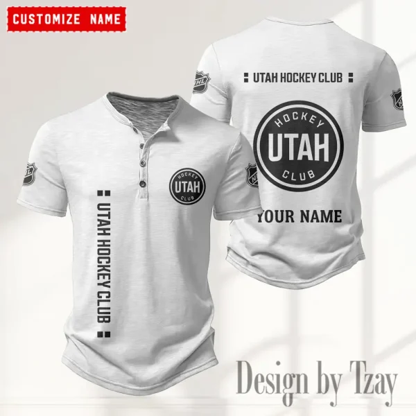 Utah Hockey Club NHL Men's Button Henley Collar T-Shirt New Fashion 2025 SPTMBHCTS124 - Image 3