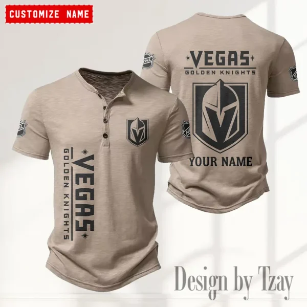Vegas Golden Knights NHL Men's Button Henley Collar T-Shirt New Fashion 2025 SPTMBHCTS126