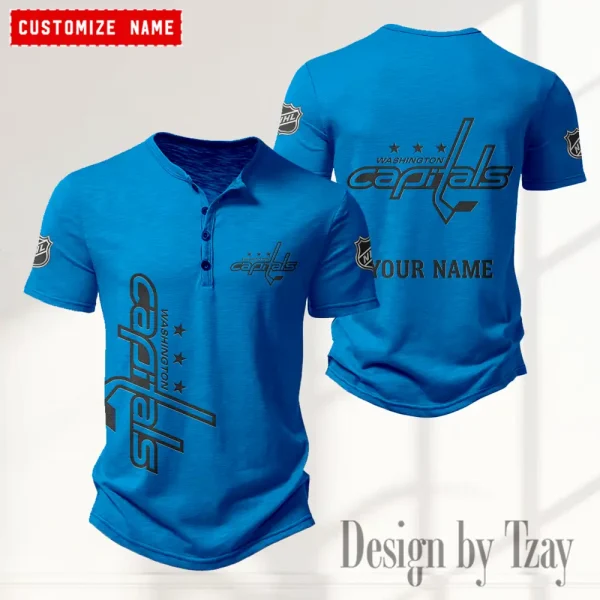 Washington Capitals NHL Men's Button Henley Collar T-Shirt New Fashion 2025 SPTMBHCTS127