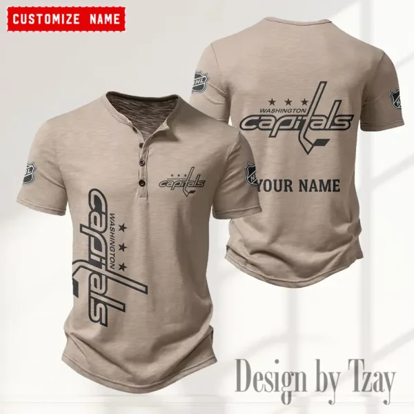 Washington Capitals NHL Men's Button Henley Collar T-Shirt New Fashion 2025 SPTMBHCTS127 - Image 2